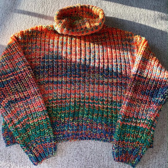 Free People Sweaters - FREE PEOPLE COLORFUL KNIT TURTLENECK SWEATER